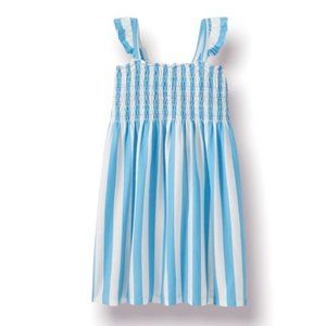 Blue Striped Smocked Knit Dress